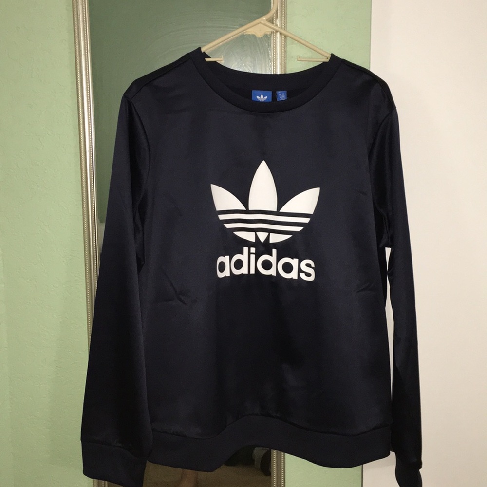Adidas satin crewneck long sleeve sweater